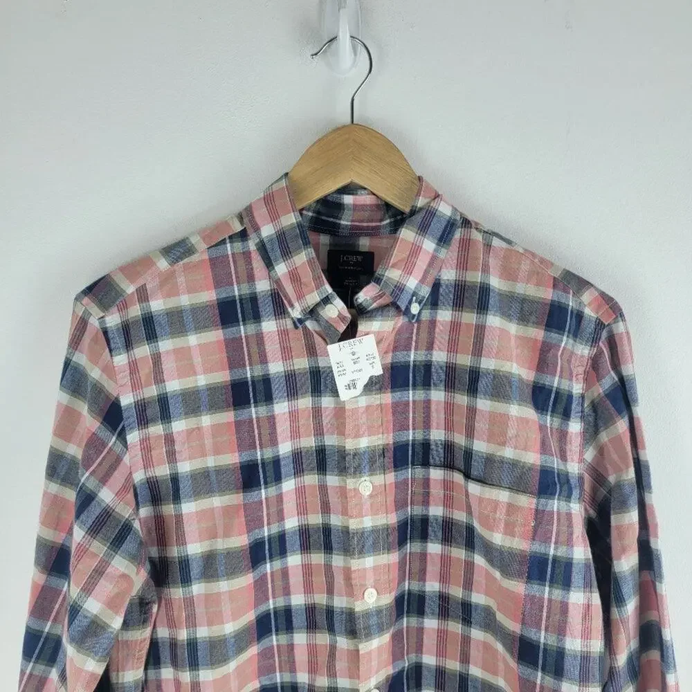 NEW J Crew Summer Plaid Long Sleeve Shirt Multi Color Size S